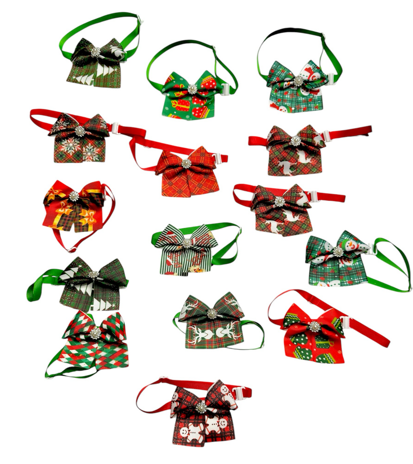 15 x Christmas Bling Centre Necktie Bows