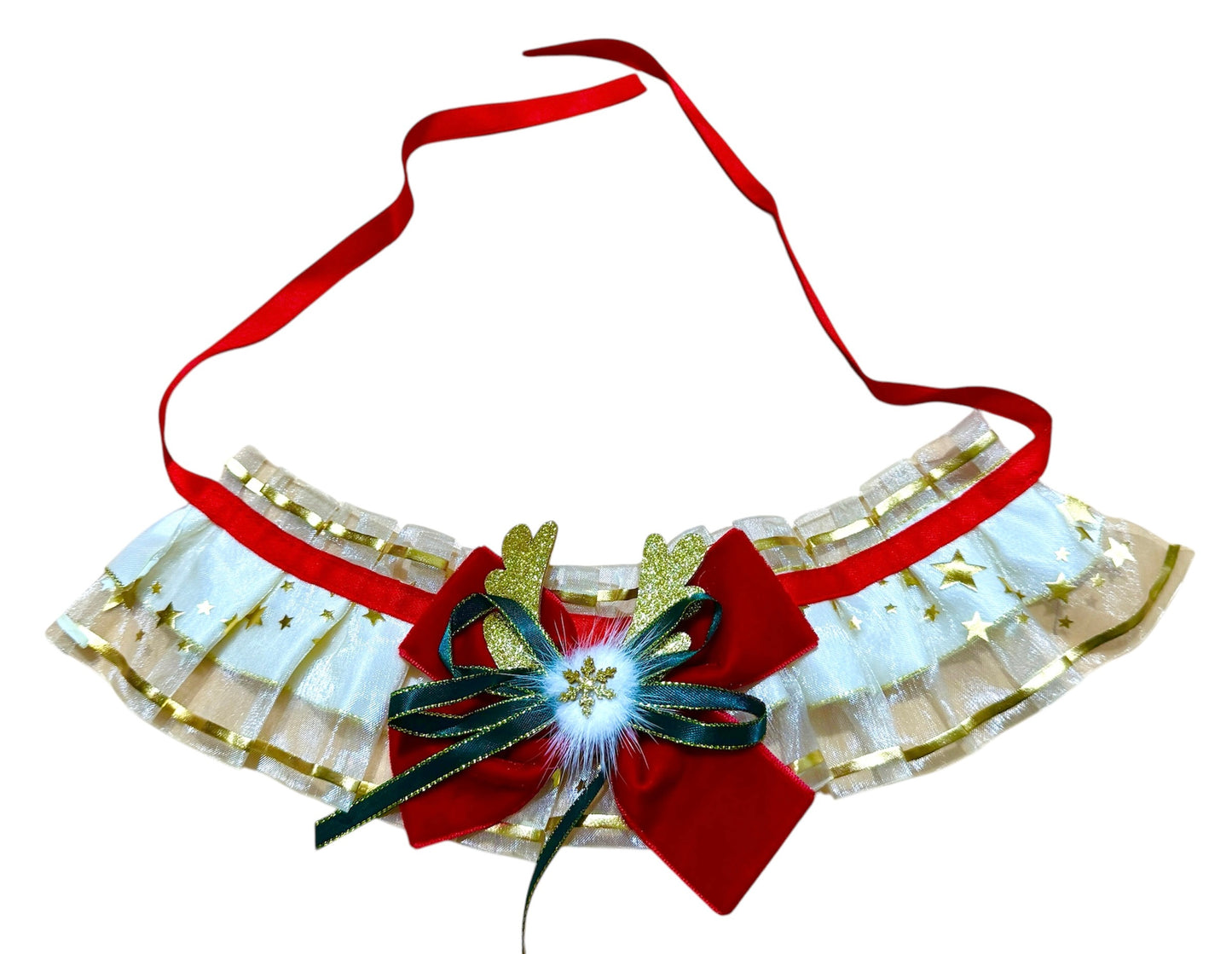 Christmas Reindeer Bling Frill Collar