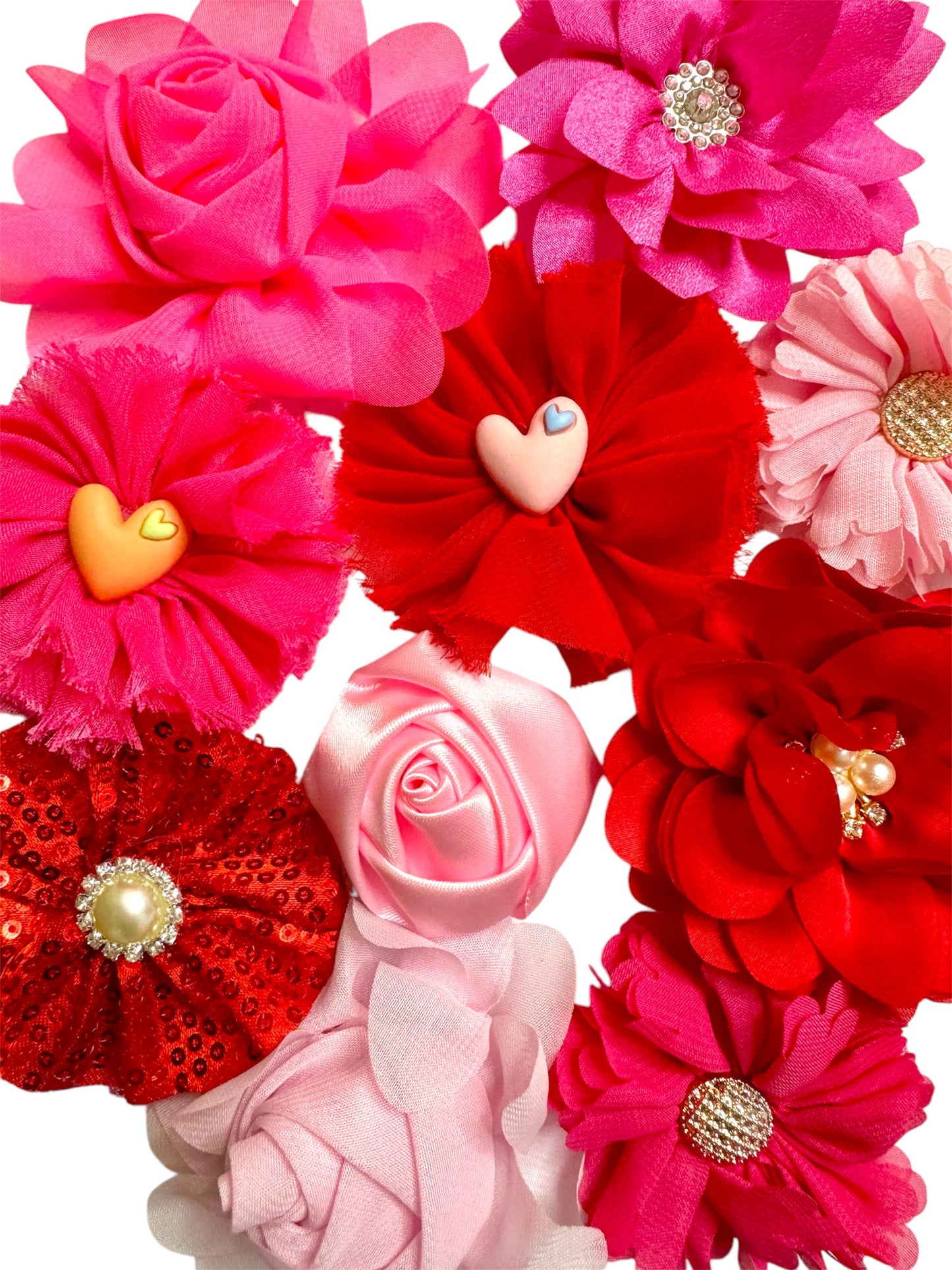 10 x Diamonte Rose Mix Collar Flowers