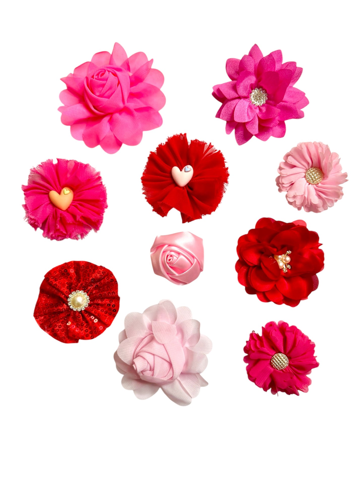 10 x Diamonte Rose Mix Collar Flowers