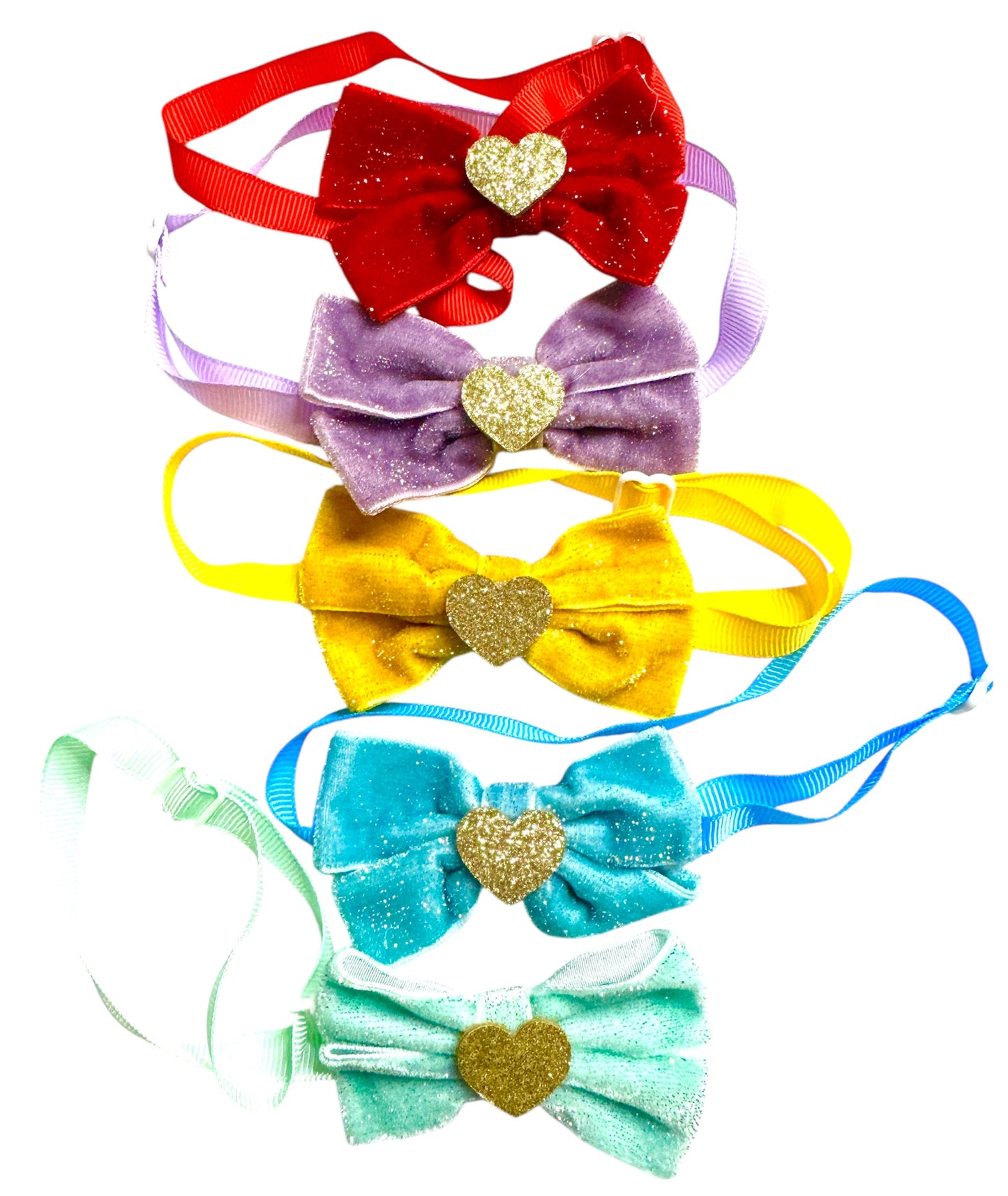 15 x Velvet Heart Necktie Bling Bows