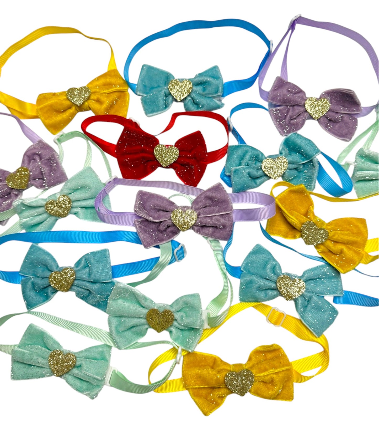 15 x Velvet Heart Necktie Bling Bows