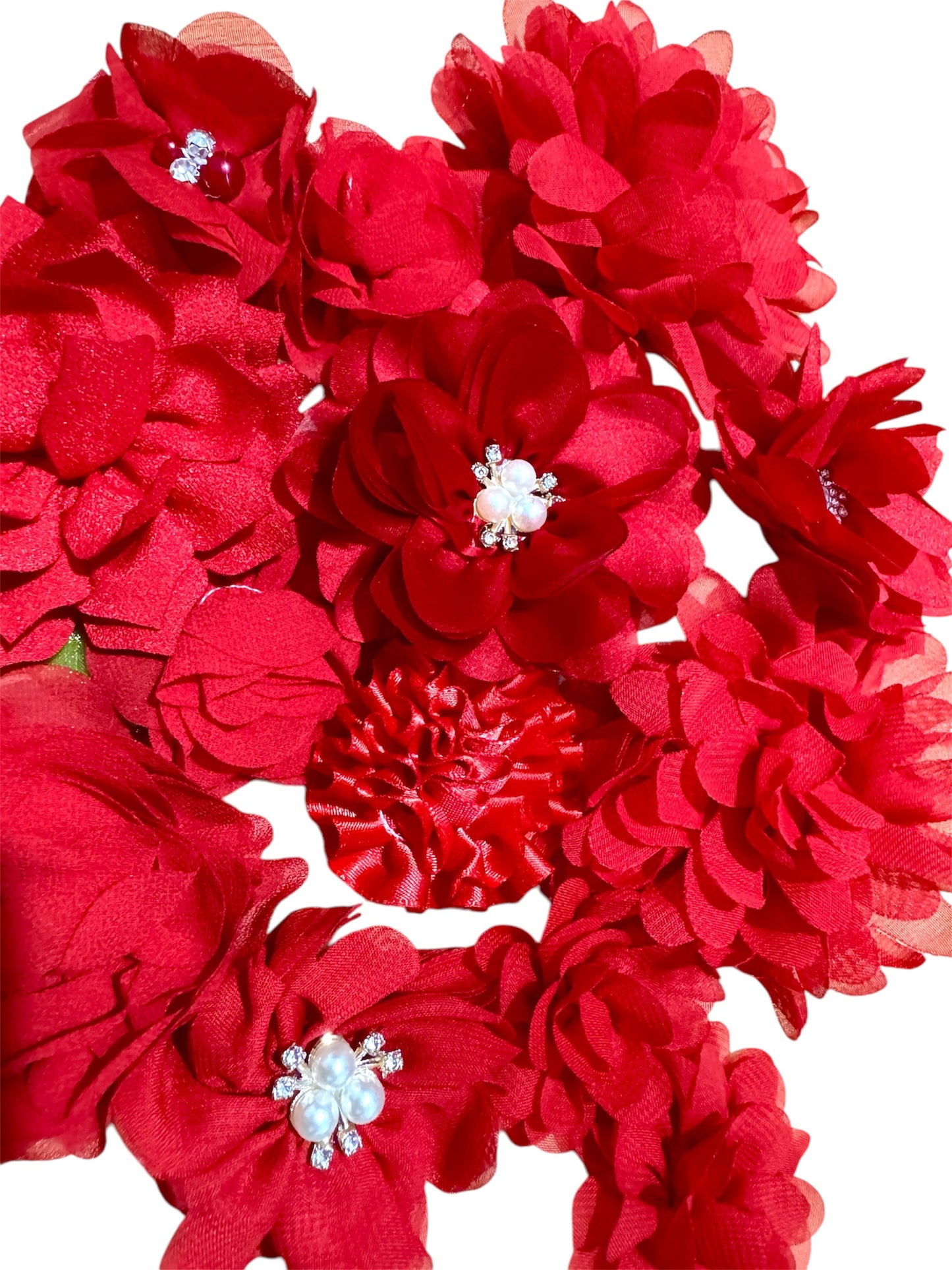 15 x Bling Red Collar Flowers
