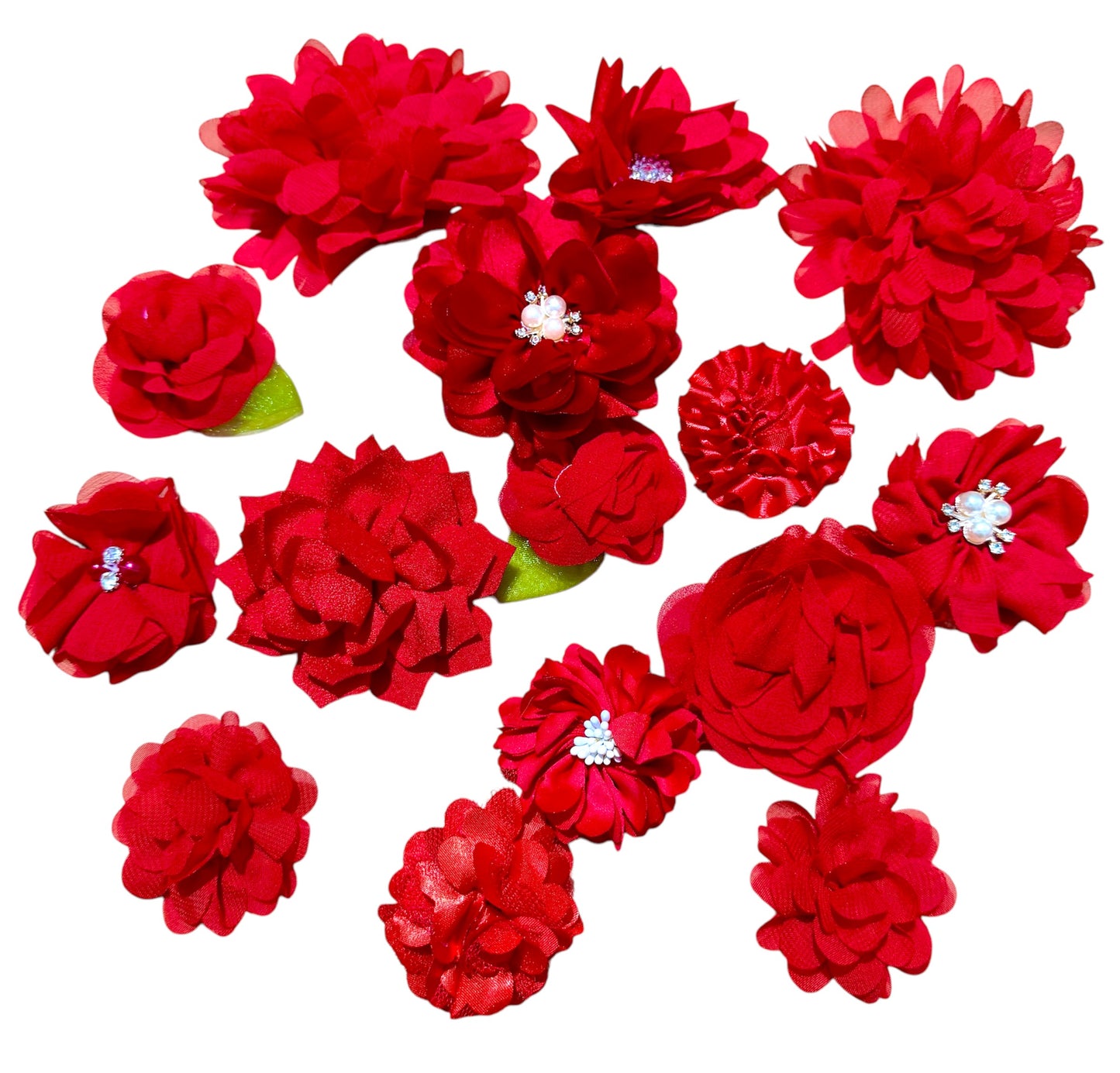 15 x Bling Red Collar Flowers