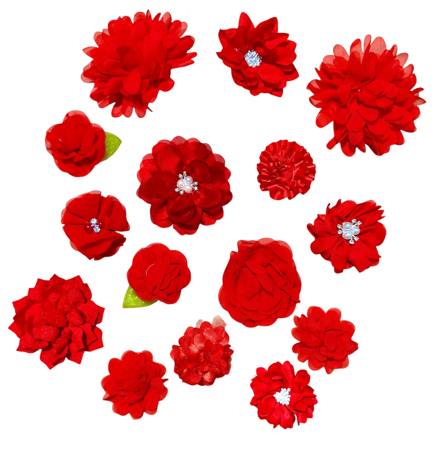 15 x Bling Red Collar Flowers