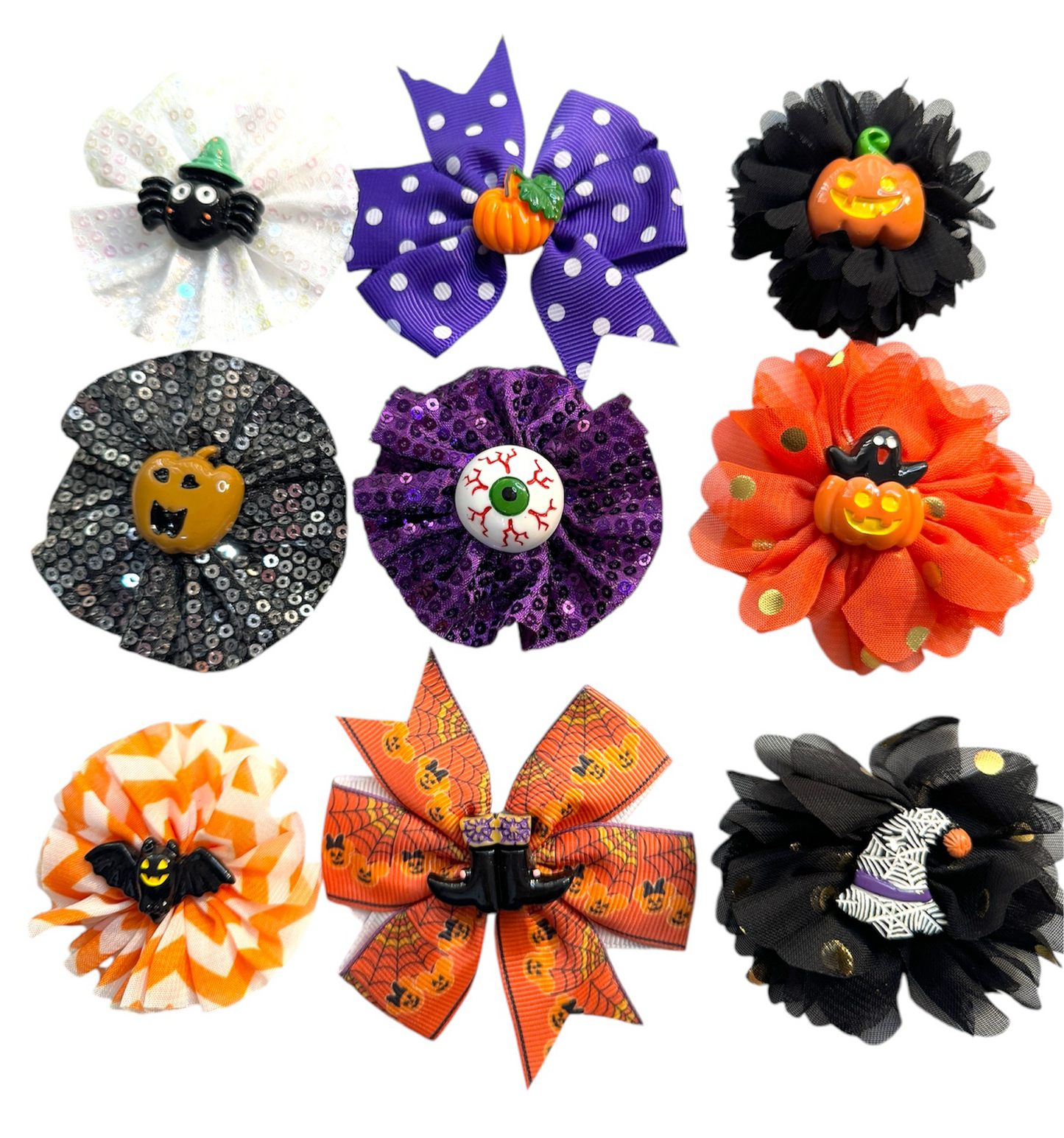 9 x Halloween Variety Collar Bows