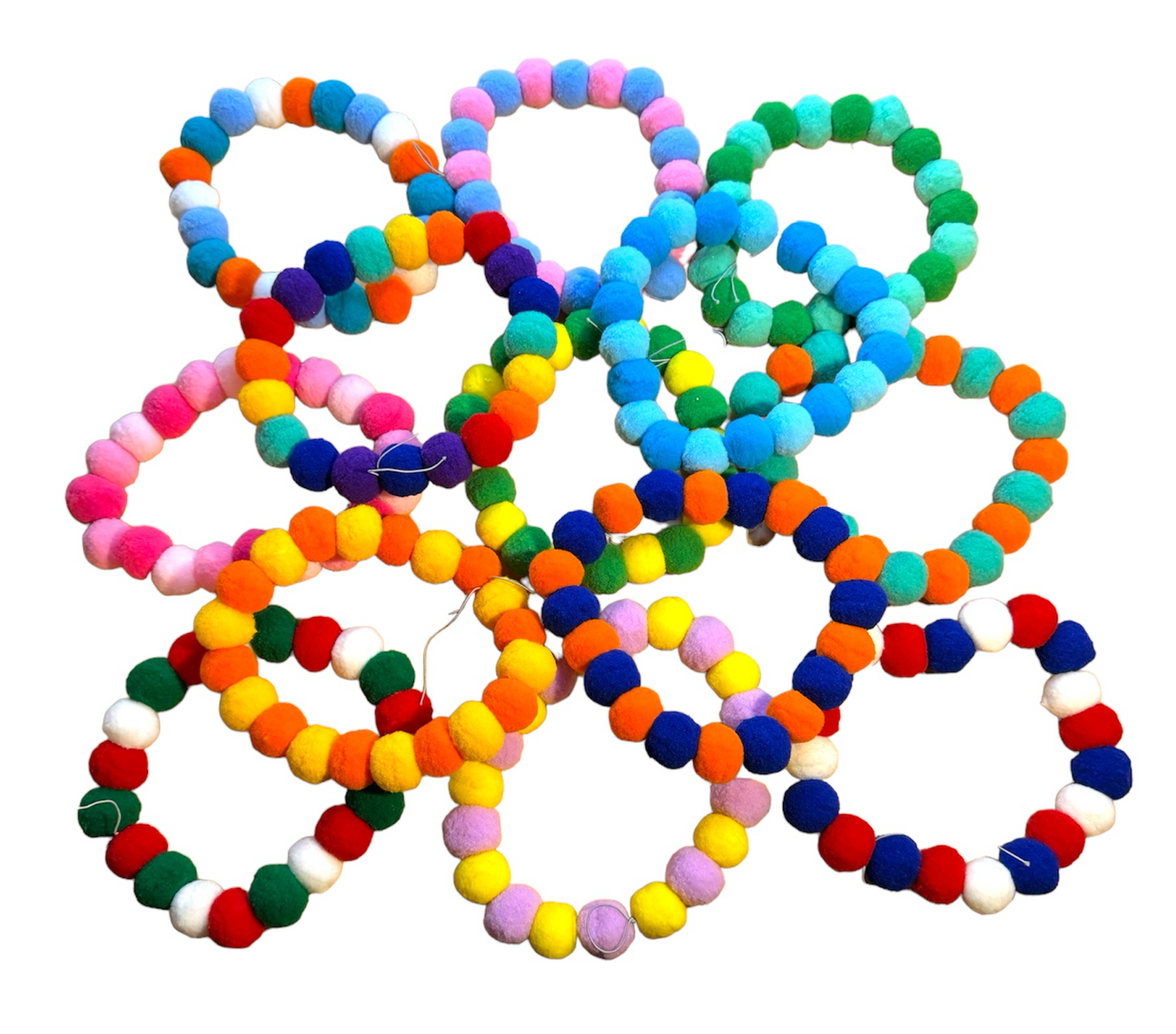 6 x Pom Pom Necklaces