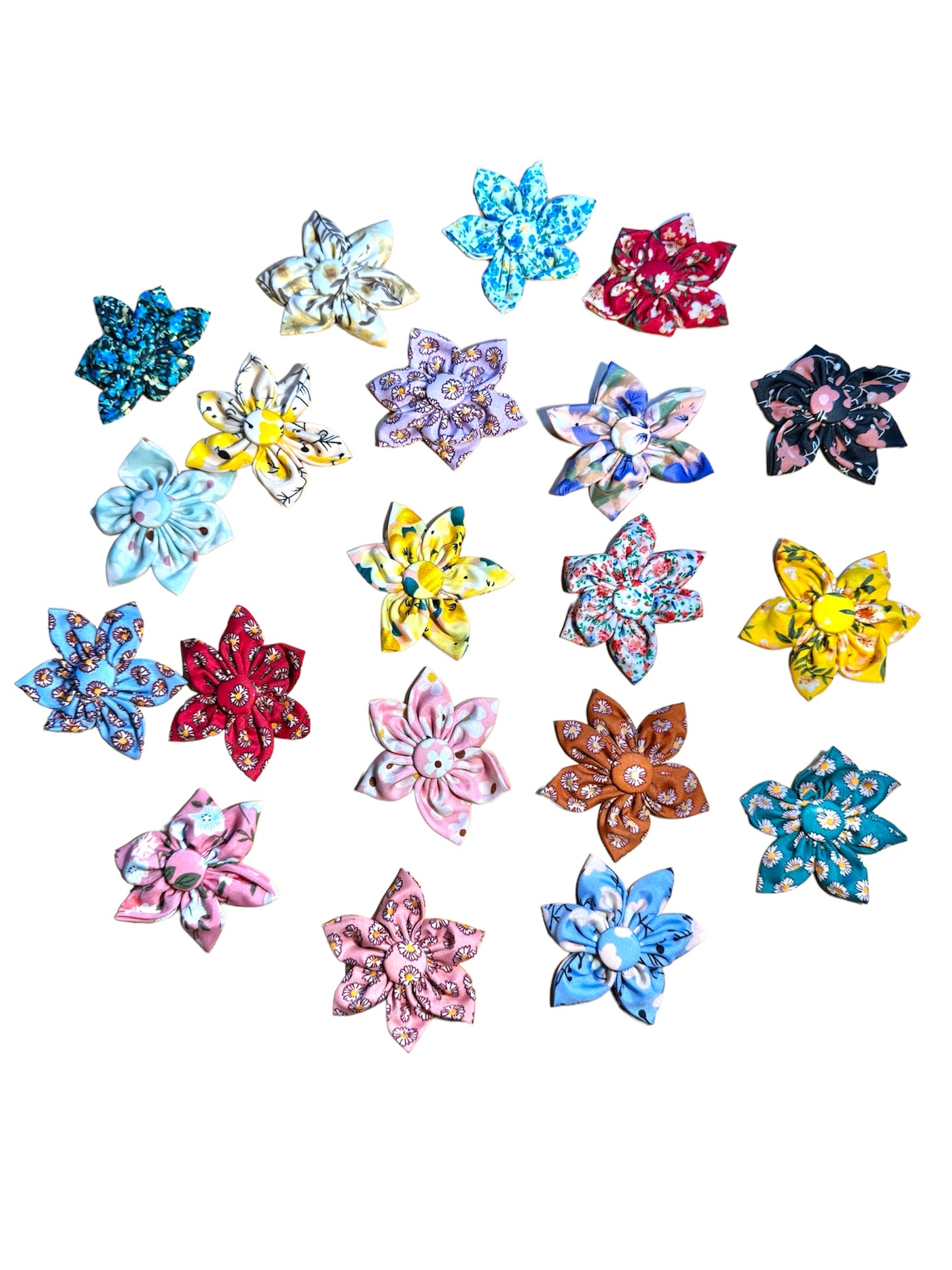 20 x Fabric Collar Flowers