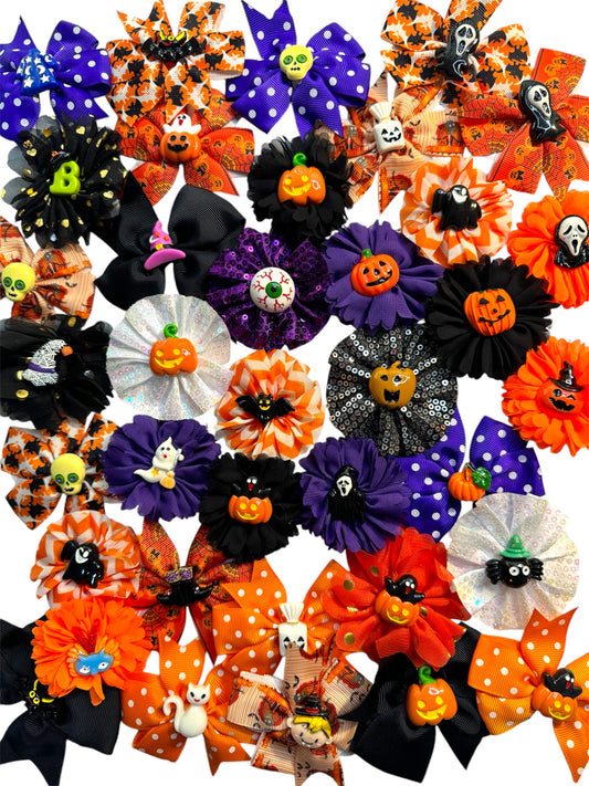 9 x Halloween Variety Collar Bows