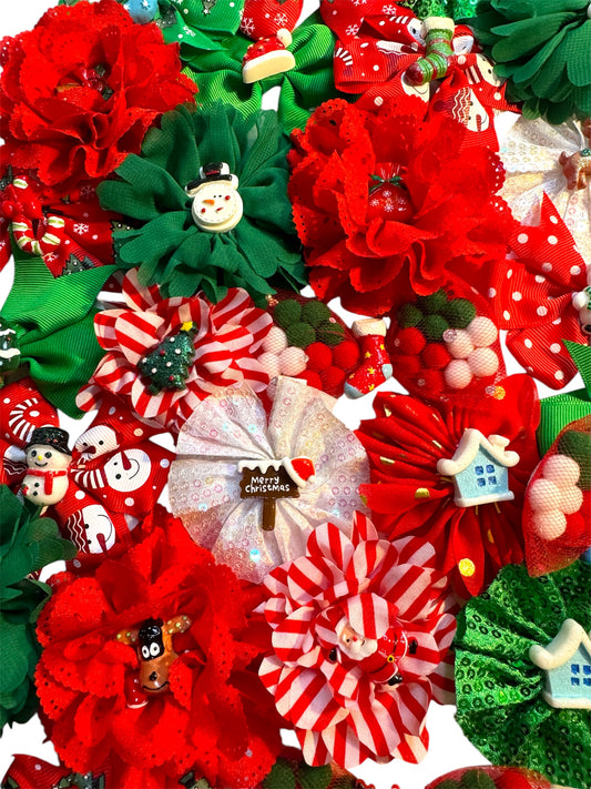 12 x Mixed Christmas Collar Bows