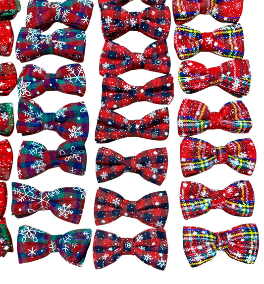 10 x Christmas Tartan Mix Dickie Bows